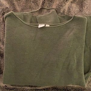 Green Gap swoop neck sweater